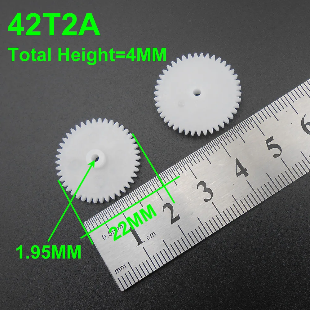 

1000PCS/LOT 0.5M 42T 2A Plastic Spur Gear 0.5 Modulus T=42 Aperture: 2mm 1.95MM Tight Fitting 42 Teeth 4MMX22MM Gears NEW *FD858