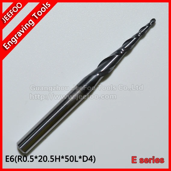 R0.5*20.5H*D4*50L*2F Two Flutes Ball Nose Tapered End Mills for Good Relief,  ALTIN Coated E Series