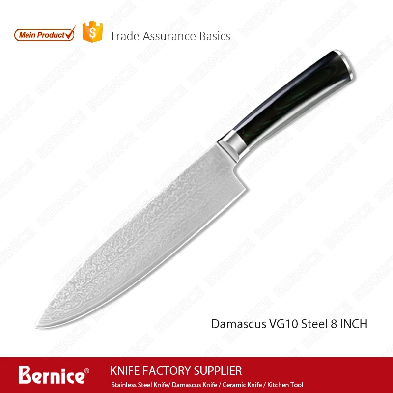 Bernice High Quality Damascus Steel  Blade Blank 8 Inch Chef Knife With Micarta Handle Utra-Sharp