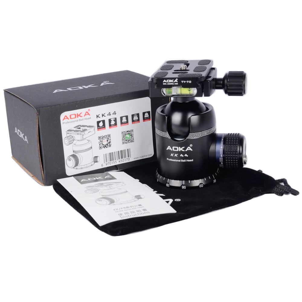 AOKA KK44 لون أزرق أقصى تحميل 40 كجم وزن 490 جرام كاميرا من سبائك الألومنيوم ترايبود رأس كروي مع لوحة تحرير سريعة