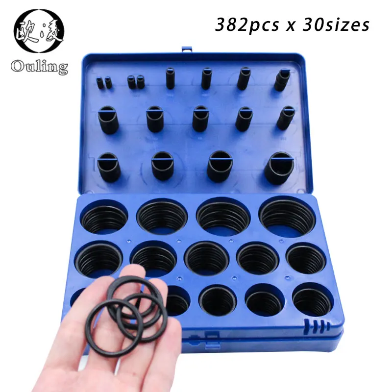 NBR O Rings Rubber Ring Kit 30Sizes Nitrile ORing Sealing O-rings Set Gasket Blue Assortment Kit Box Oil resistance Ring