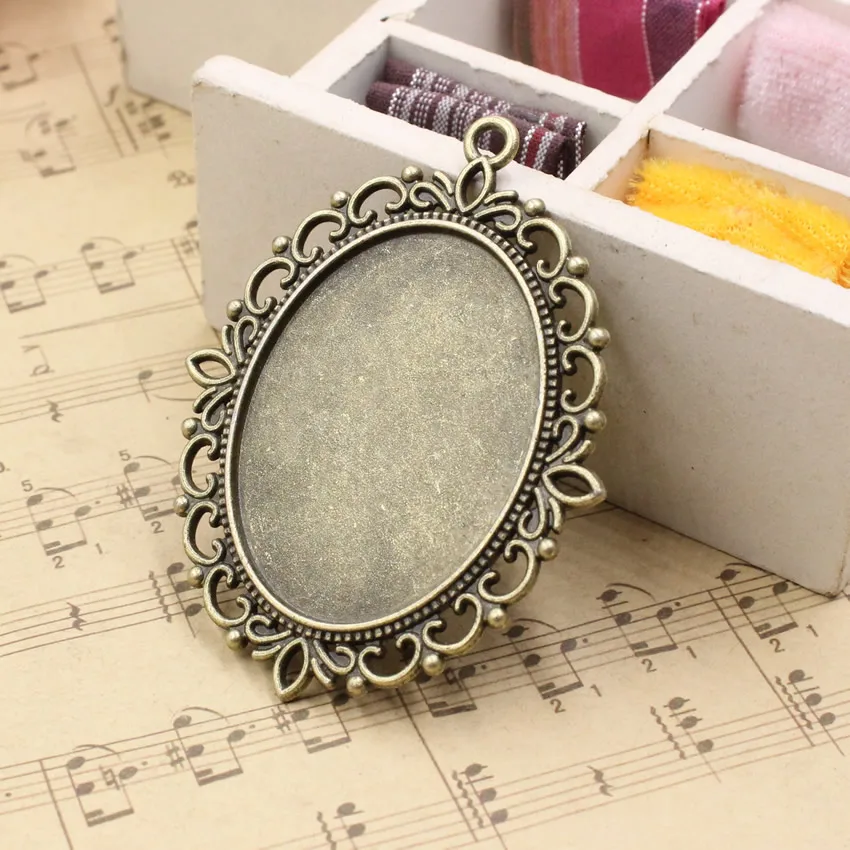 Fit 30x40mm both side can be put cabochons Vintage Zinc Alloy Oval Blank Setting Bezel Base Cabochon Round Base 3pcs/lot K05417