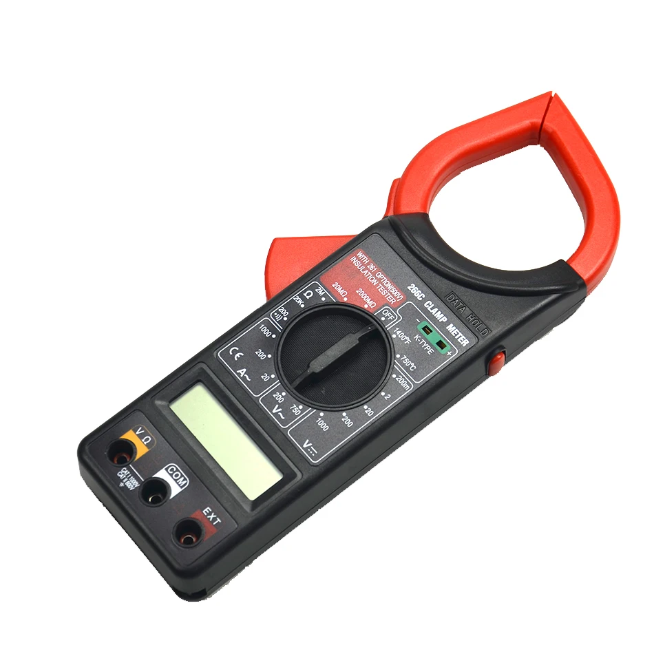 DT266C Digital Clamp Meter With Temperature Measurement Auto/Manual Range Max Diameter For Conductor Overload Protection