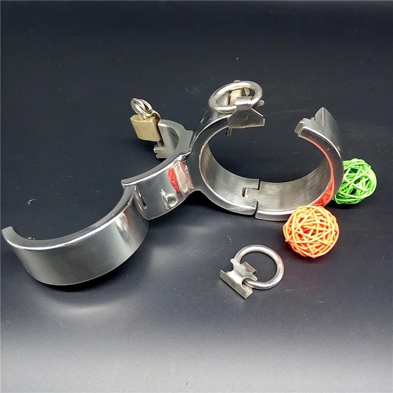 New Stainless Steel Fixed Handcuffs Wrist Restraint Shackles Bondage Lock Manacle Adult BDSM Product Sex Toy For Male Female 065