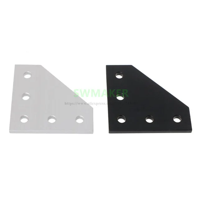 Silver / Black 90 Degree Joining Plate w/ 5 holes for Openbuilds CNC 3D Printer V-Slot 2020 3030 Aluminum profiles