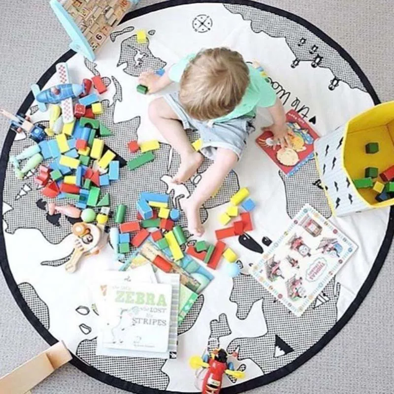 135CM Round Crawling Carpet Kids Room Decoration Map Pattern Game Mat Baby Bedding Stroller Carpets For Living Room Alfombra