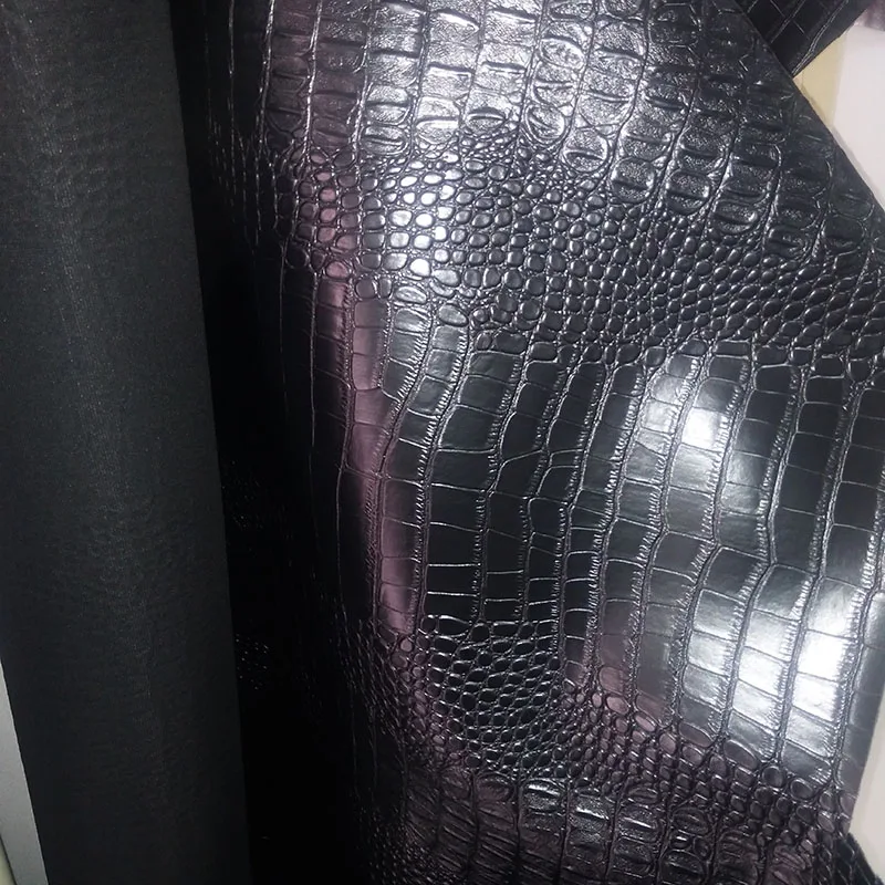 Dobry 2 styl czarny Immitate krokodyl Faux PU materiał ze skóry gruby PU tkanina ze sztucznej skóry materiał ze skóry szycia Diy torba materiał DIY