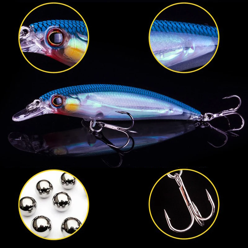 

1PCS Luminous Floating Minnow Fishing Lure Laser Hard Artificial Bait 3D Eyes 11cm 14g Tungsten Ball Wobblers Crankbait Minnows