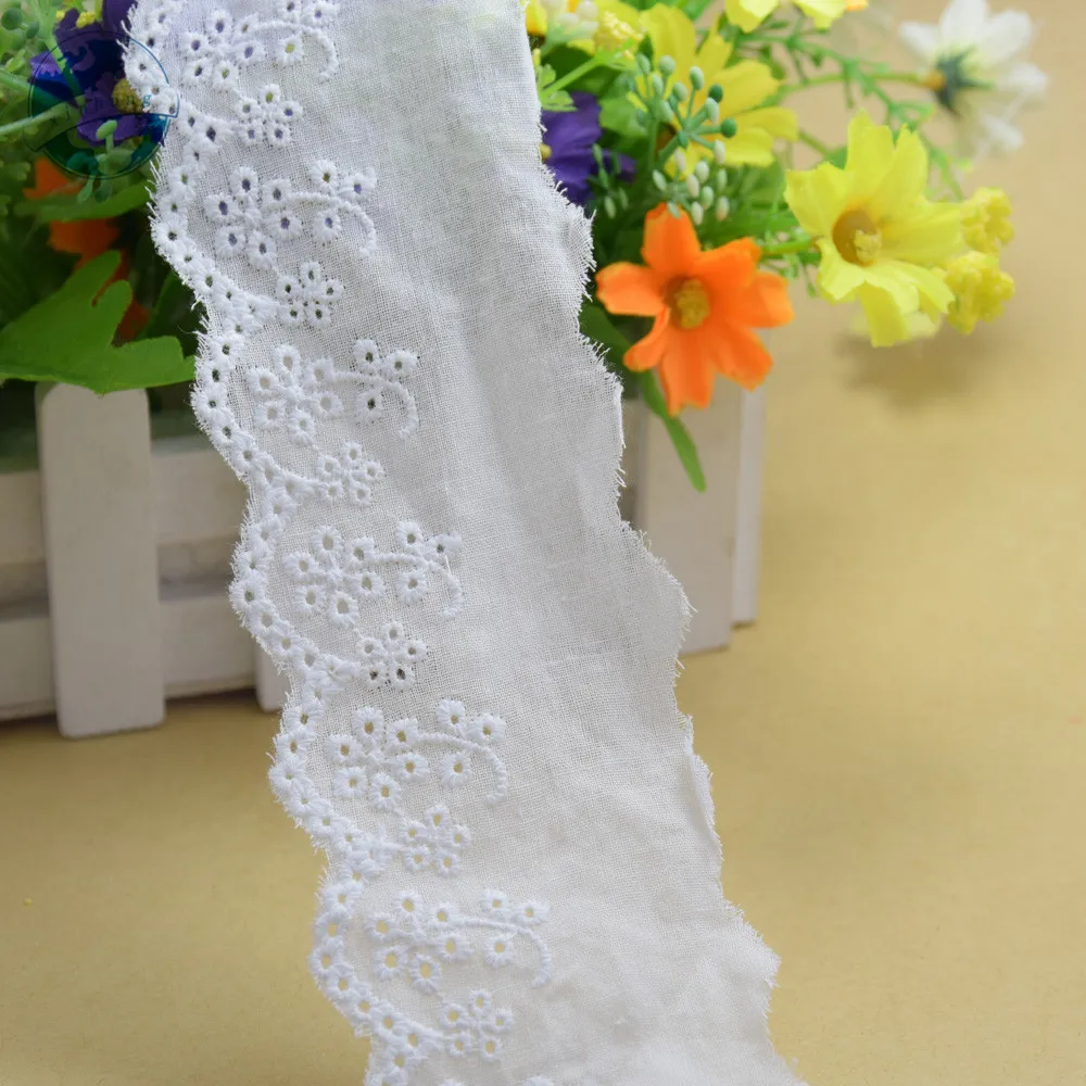 Embroidery 5cm Width 100% Cotton Lace Sewing Ribbon Guipure Trim African Lace Fabric Warp Knitting DIY Garment Accessories#3163