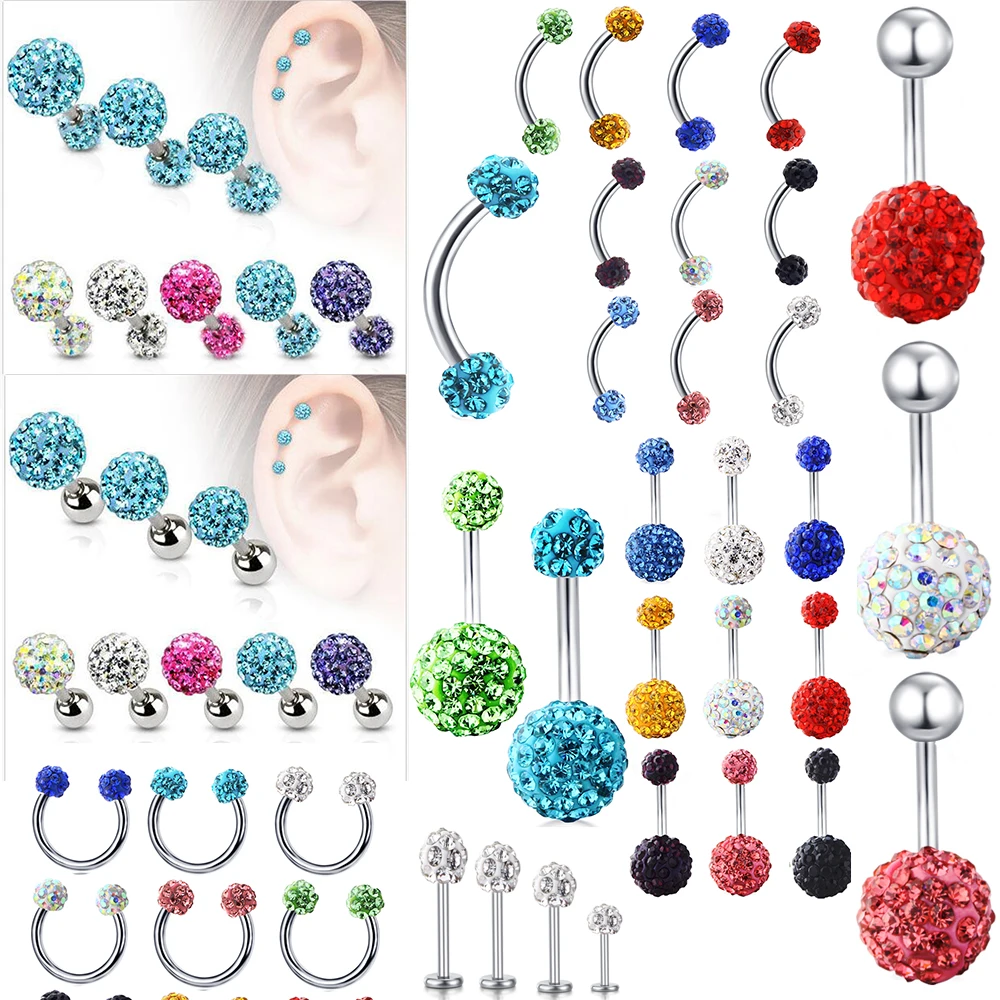 JUNLOWPY – Anneaux de Nez, cerceau en acier, Piercing de nombril, Anneaux de Nez, barre de sourcils, lèvres, Labret, clou Tragus Helix Cartilage, bouton de ventre, 1 pièces