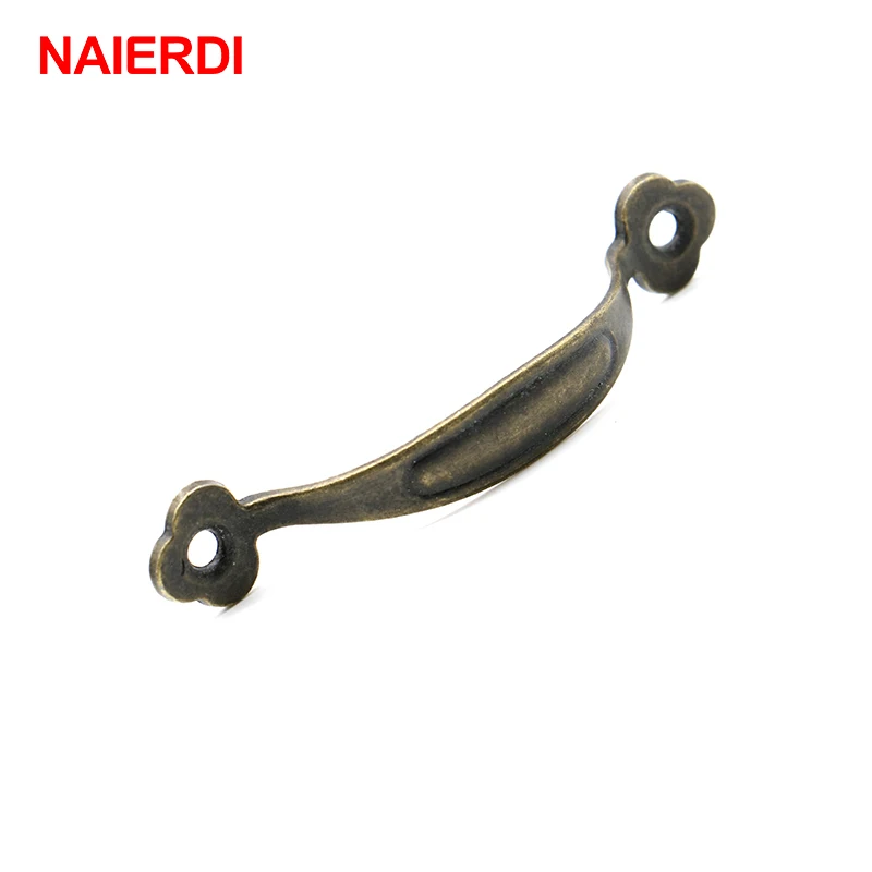 NAIERDI 5PCS Antieke Bronzen Kabinet Pulls Drawer Deurknoppen Sieraden Doos Handgrepen Kast Houten Vintage Handvatten Hardware