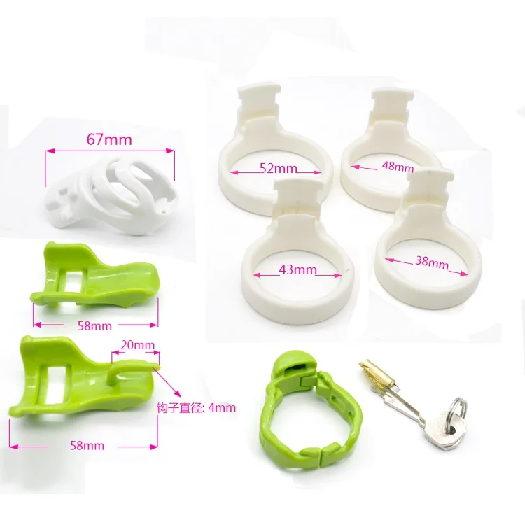 Natural Resin Male 3D Short Cock Cage PA Lock W 4 Size Penis Ring Chastity Device Adult Bondage BDSM Sex Toy 3 Color A357