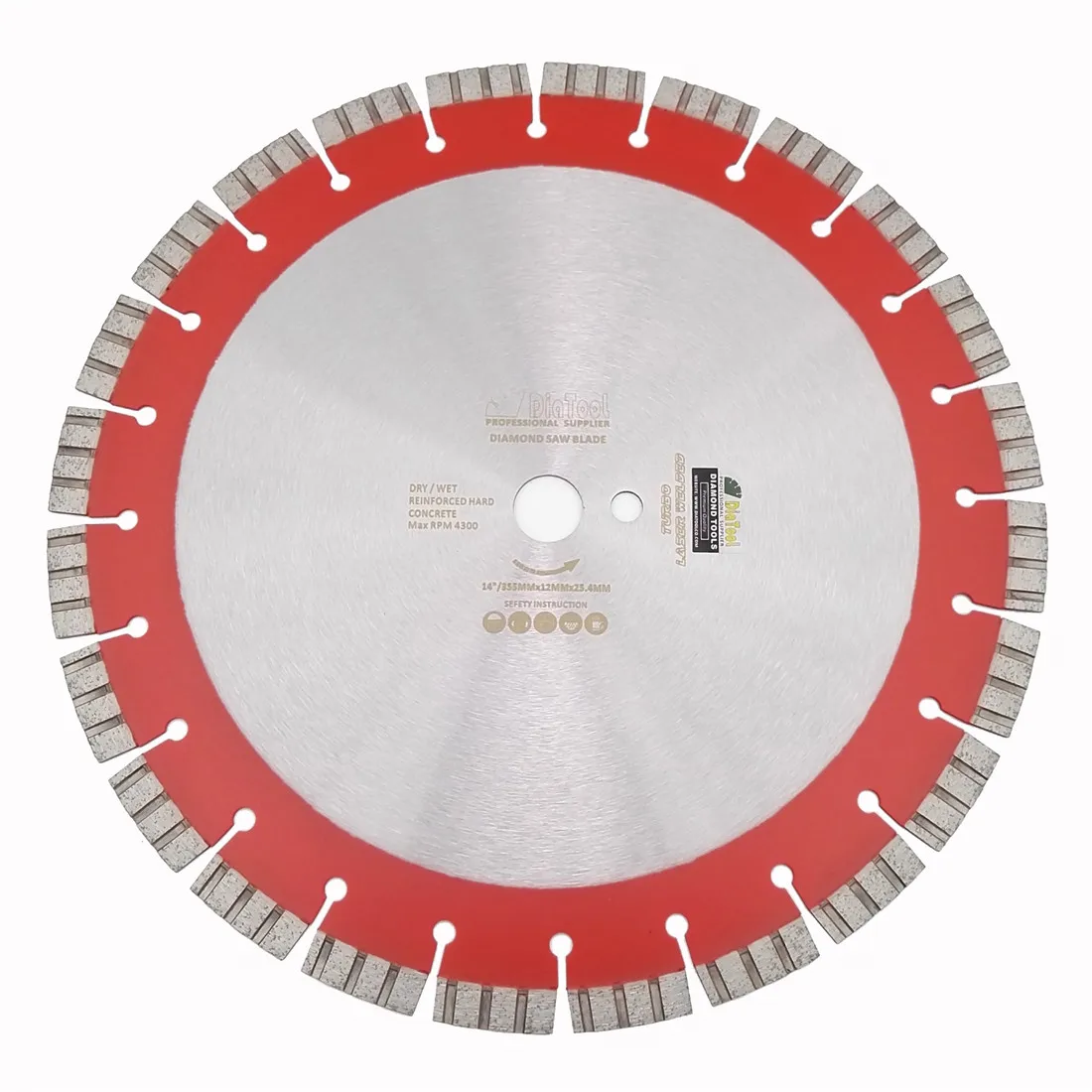 

DIATOOL 14"Professional Laser welded High Turbo segments Diamond Saw Blade 358MM Cutting Reinforced concrete Disc Diamond Wheel