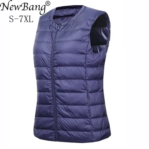 Marca NewBang, chaleco de talla grande 6XL 7XL, chaleco cálido para mujer, chaleco ultraligero para mujer, forro cálido portátil sin mangas para invierno