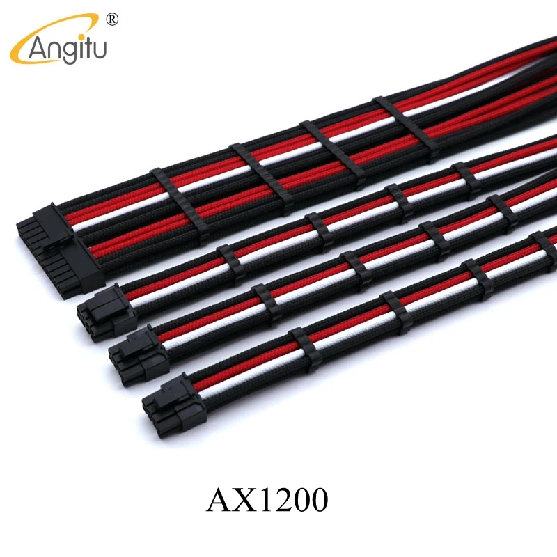 Agitu Premium Sleeved Corsair AX1200 psu Modular Power Cable Kit 1X24pin MB, 1X8Pin CPU, 2X8Pin GPU-450MM