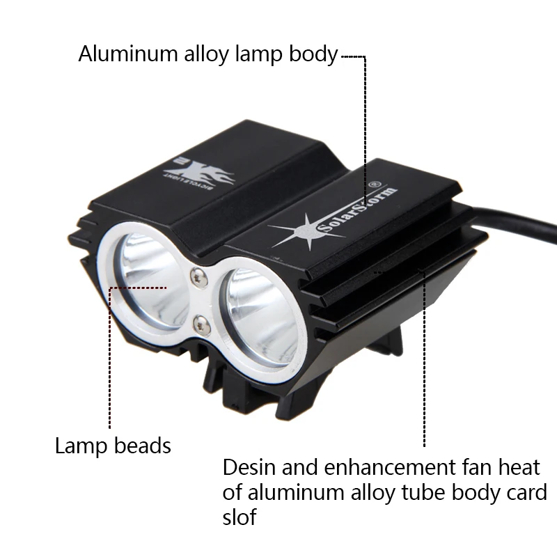 SolarStorm 6000LM 2x LED Front Bicycle Lamp Bike Headlight Headlamp with 18650 Battery and Charger