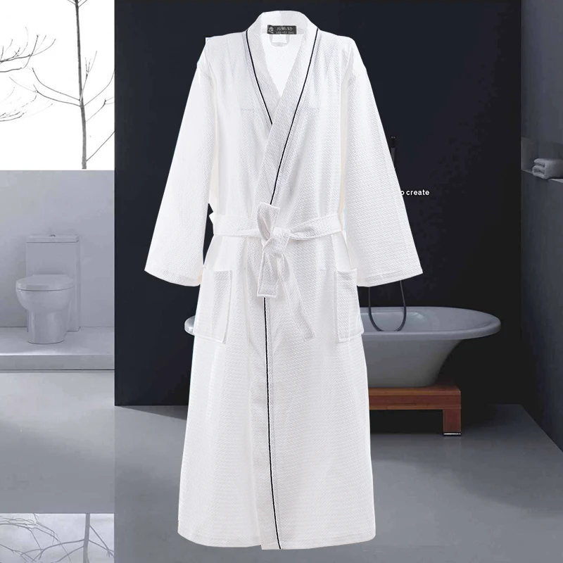 

Summer Waffle Bathrobe Women 100% Cotton Mens Robe Sweat Evaporate Couples Kimono Bath Robes Hotel SPA Robes Dressing Gown