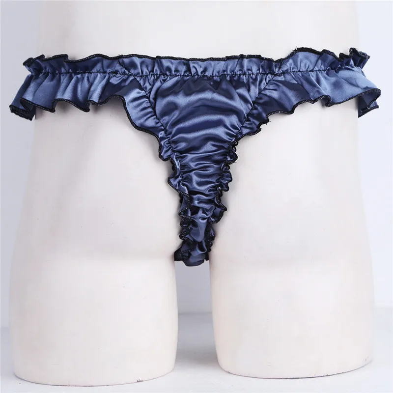 Male Mens Shiny Ruffled Frilly Panties Underpants Smooth Touch Bulge Pouch Bikini Briefs Hommes Jockstraps Underwear