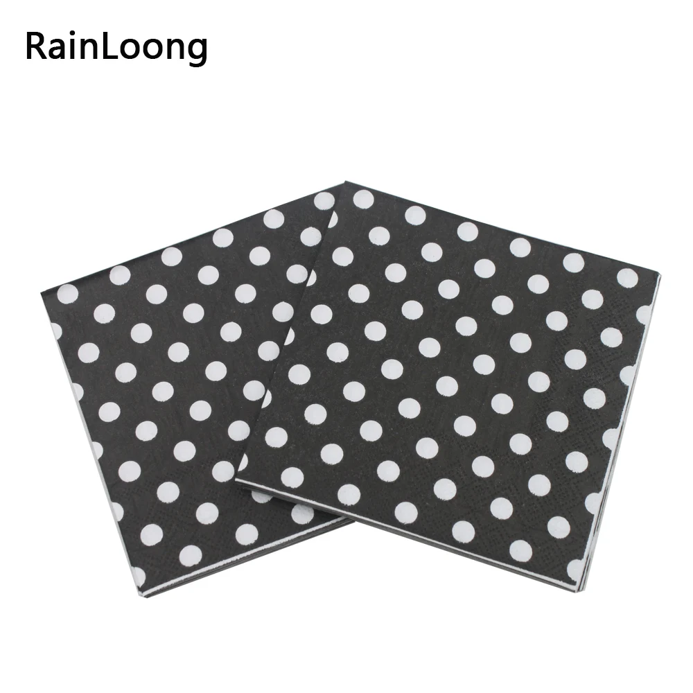 [RainLoong] Polka Dot Paper Napkins Decoupage Printed Beverage Event & Party Tissue Napkins Decoration Serviettes