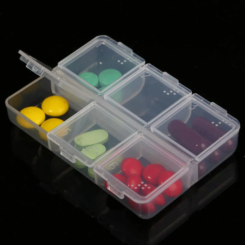 Braille Pill Cases 6 Cell Drugs Container Blind Tablets Storage Box Pills organizer stash Medicine Box Pharmacy Pillbox