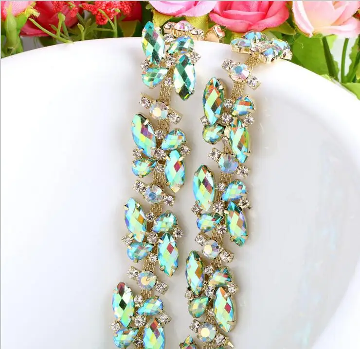 Free Shipping  5 yards Rhinestone Trim With Acrylic Stones, Rhinestone Bridal Applique,Wedding Applique,Rhinestone Chain TONG035