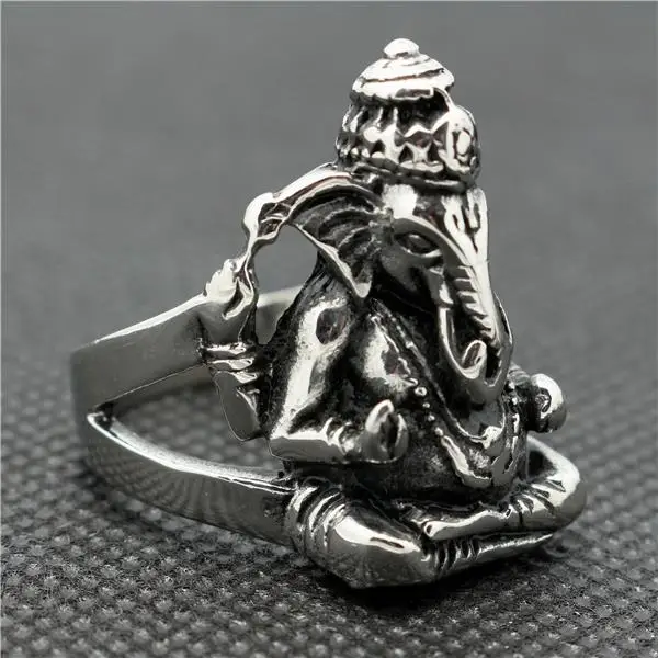 316L Stainless Steel Cool Thailand Ganesha Ring Newest