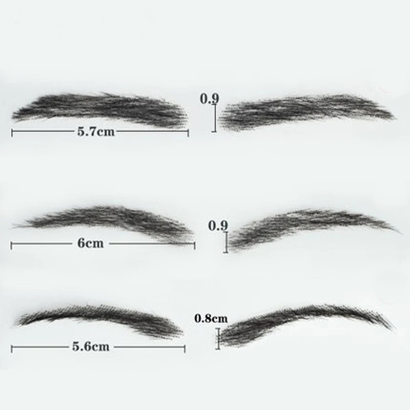 Salonantiques-Faux sourcils en dentelle, 100% cheveux humains, invisibles, faits à la main, pour femmes/hommes