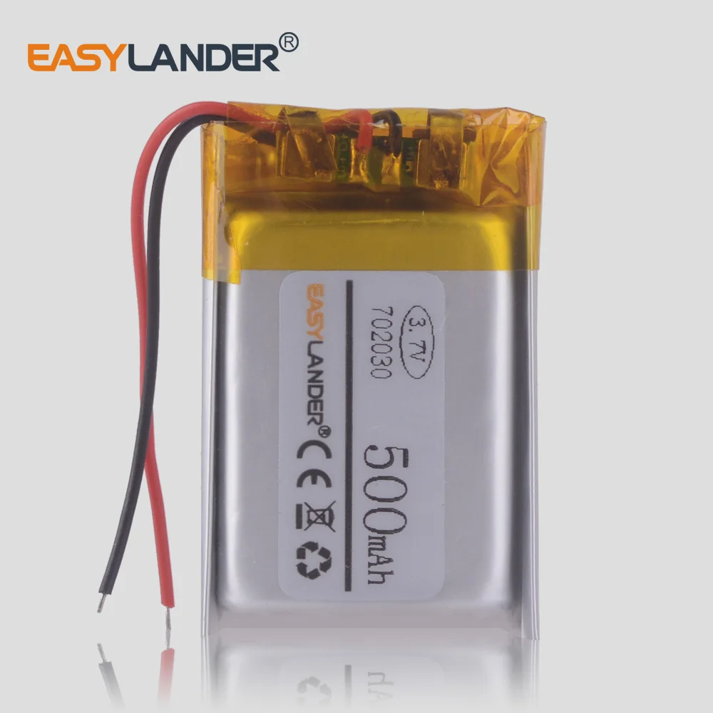 3.7V 500mAh 702030  polymer lithium ion / Li-ion battery For dvr recorder mp3 Player mp4 toy dvr  sport  Keychain Camera