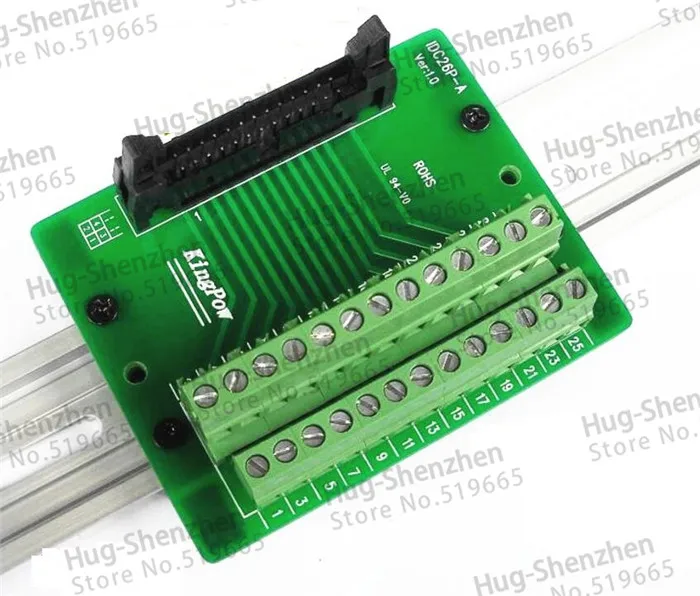 IDC26P IDC 26 Pin Male Connector to 26P Terminal Block Breakout Board Adapter PLC Relay Terminals DIN Rail Mounting