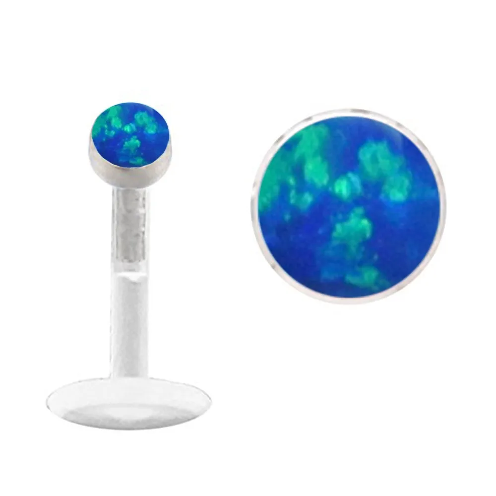 1pcs PCS  3mm Opal Bio Flex Push In Flexible Labret & Monroe Lip Tragus Cartilage Piercing Ring Stud  Stone Nose Stud