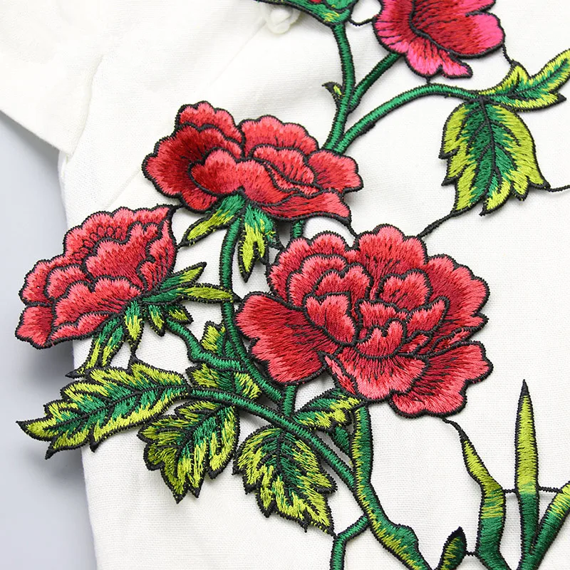 Embroidered Large Carnation Flower Clothes Patch Element Design DIY Decorative Accessories Hand Soft Sew On Patch