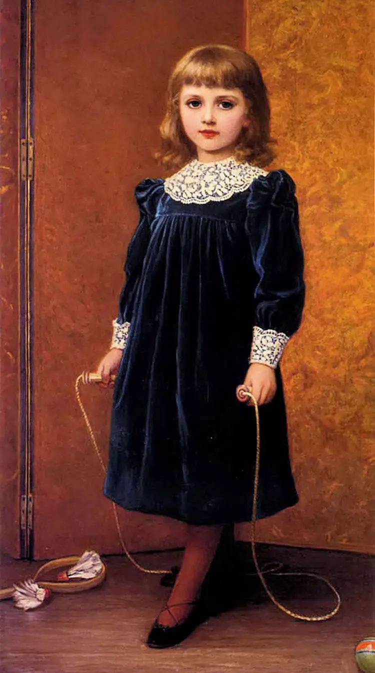 Hand Painted Oil Canvas Painting Reproduction for Home Decor Art Kate Perugini A Portrait of Dora Girl Rope Skipping