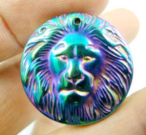 Natural Quartz crystal Titanium Hematite hand-Carved Lion head Gem pendant for diy jewelry making necklace Accessories3pcs