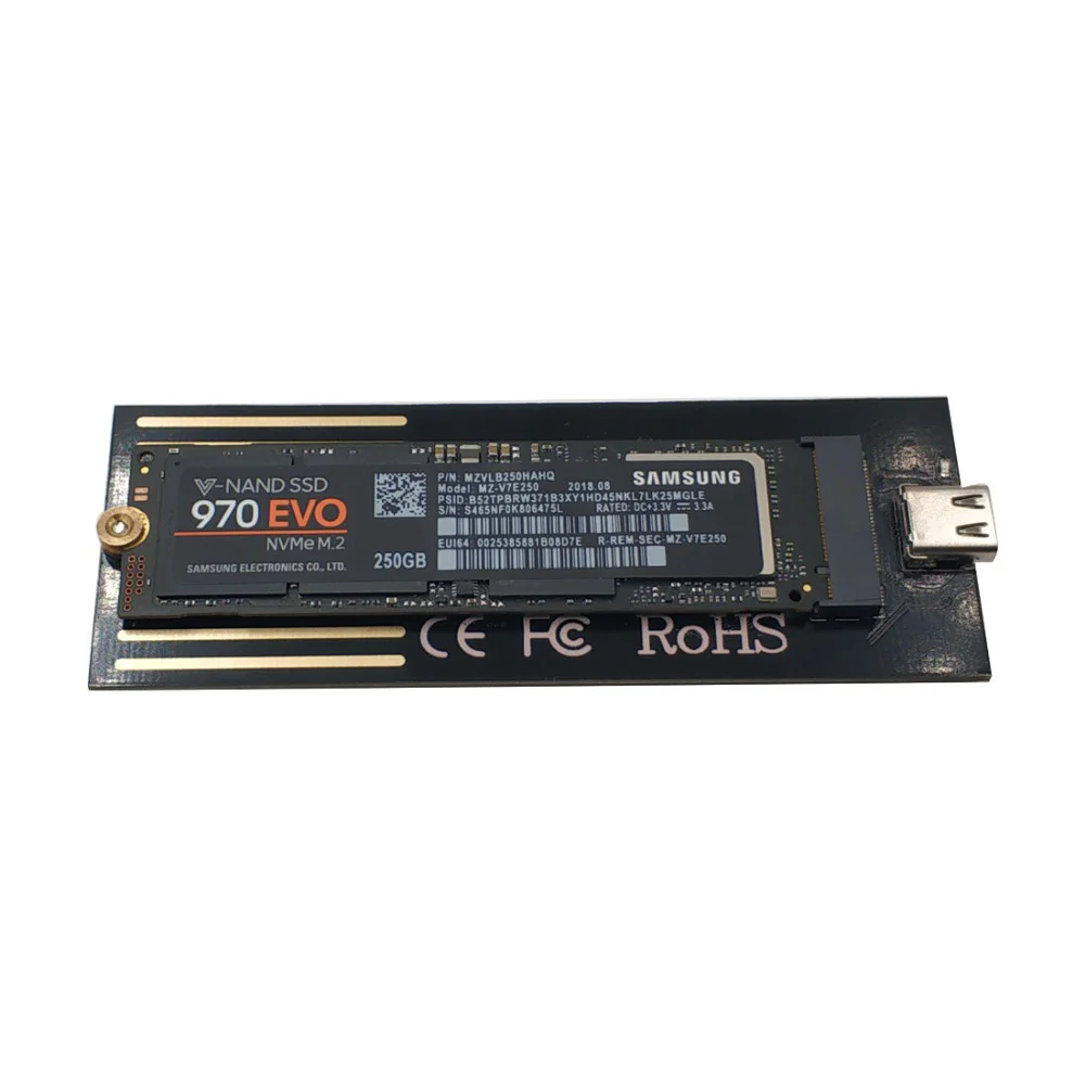 علبة قرص صلب من الألومنيوم الفضي ، M.2 SSD USB3.1 إلى PCIE NVME M2 SSD ، حاوية مع كابل من النوع C ، M.2 NGFF M ، صندوق HDD ، غرفة تبريد المفتاح