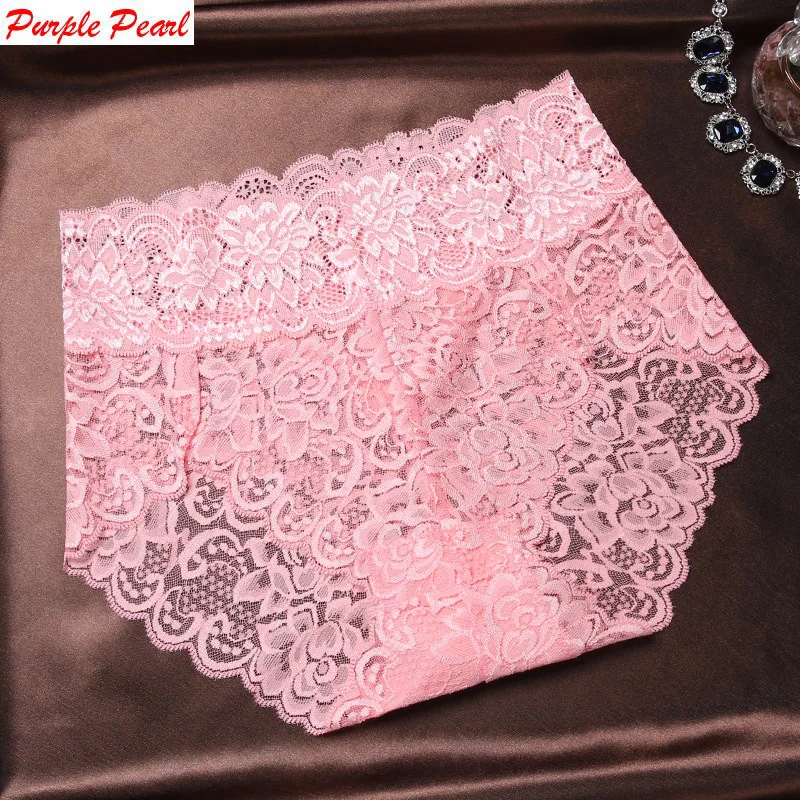 HW039 High quality women sexy lace panties luxury transparent large size underwear elegant soft woman briefs plus size Lingerie