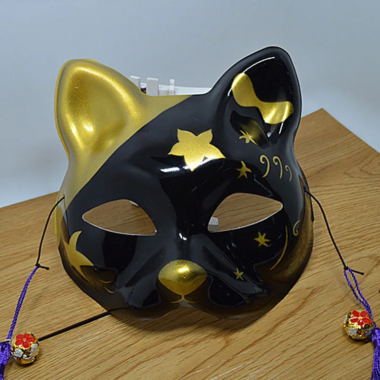 Cosplay impreza z okazji Halloween masquerade mężczyźni i kobiety kolor czarny maska lisa moda gotyckie japońskie akcesoria kostiumy maska kota