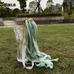 Varitas verdes y blancas para decoración de boda, lote de 50, 20 y 10 unidades