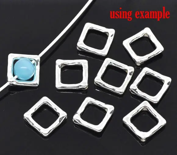 DoreenBeads Retail Bead frames,square,lead-safe,zinc metal alloy,silver color(Fit 8mm Bead),12x12mm.Sold per pack of 50