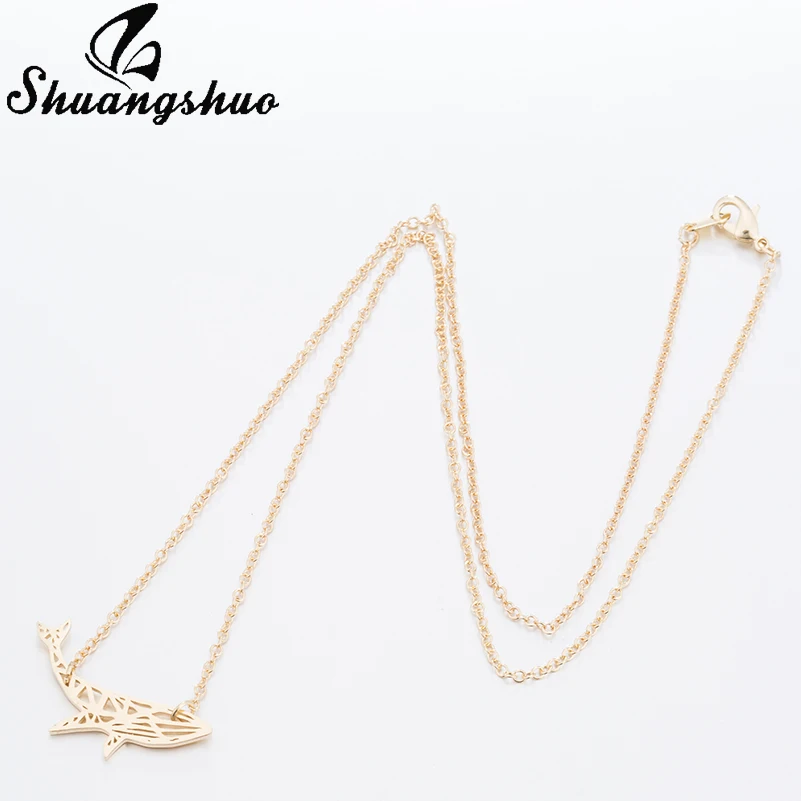 Shuangshuo Cute Origami Whale Necklace Animal Necklace Fish Necklaces & Pendants Chokers Necklaces for Women