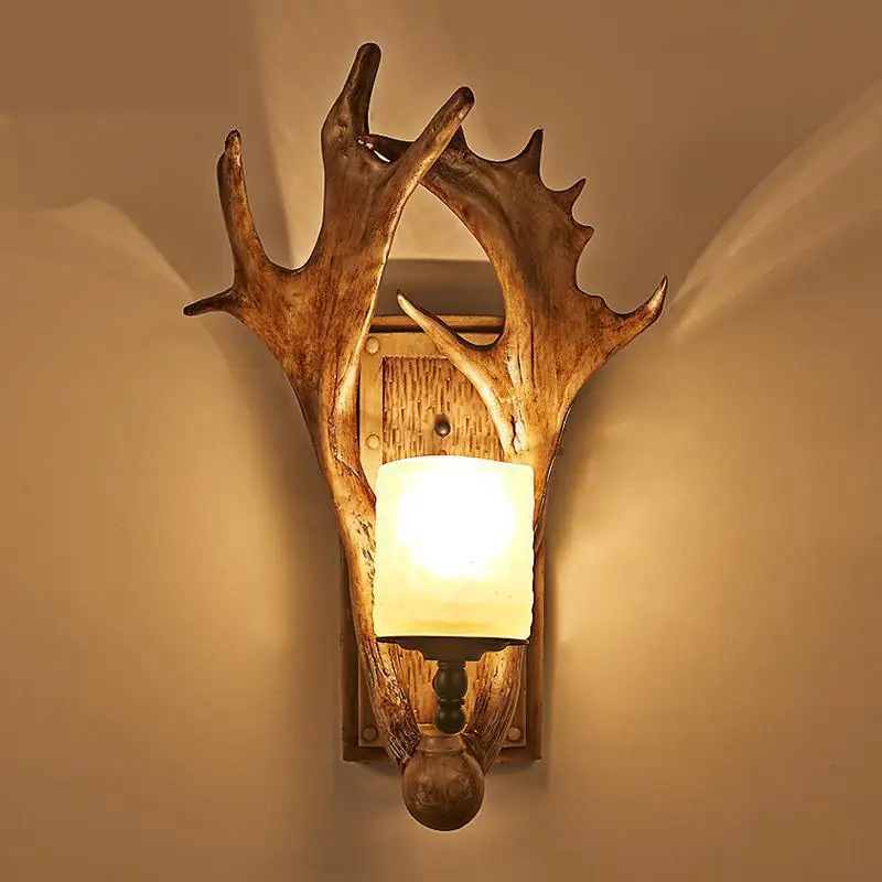 Bar Vintage Resin wall Light horn lamps American Country deer lamp Christmas Deco Wall Lamp Balcony Stairs lights Retro Arandela