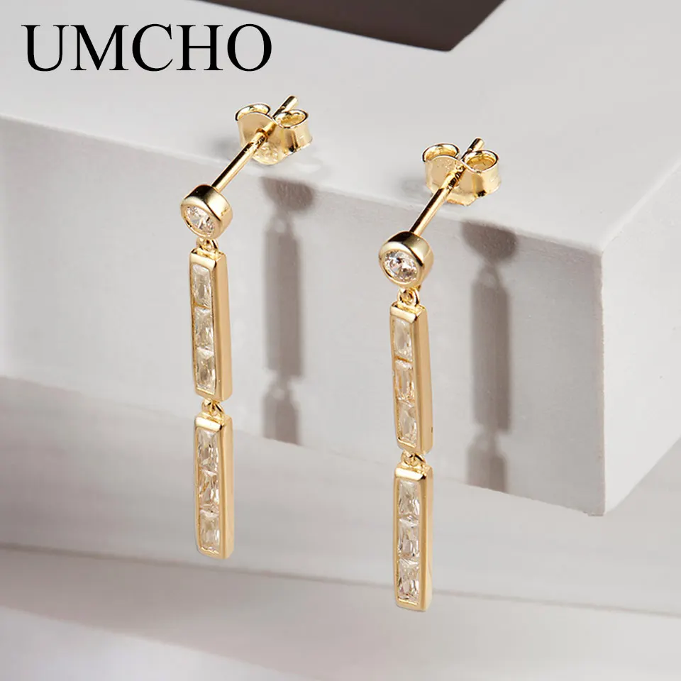 

UMCHO Trendy Genuine 100% 925 Sterling Silver Drop Earrings For Women Fashion Jewelry 2018 Birthday Gifts Fine Jewelry