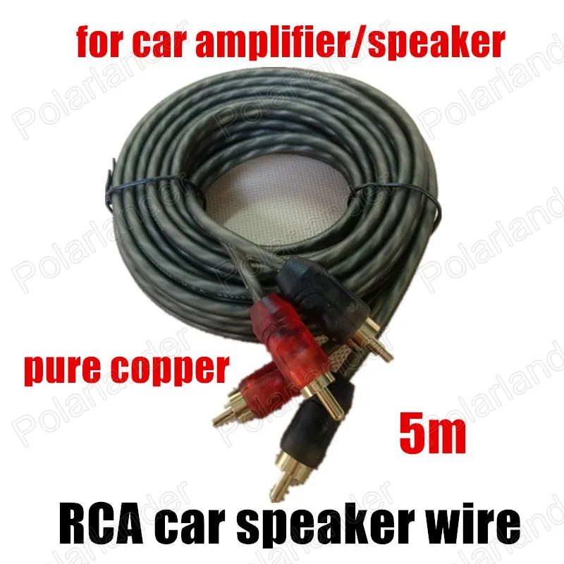 

Hot sale 1pcs 5m RCA to RCA audio cable power cable speaker wire green pure copper cable car audio amplifier sets