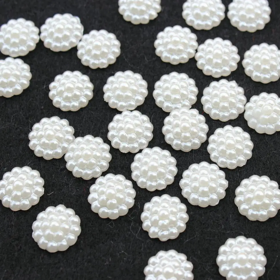 800pcs little dotted ivory/cream acrylic pearlized flower beads decoden deco diy 14mm