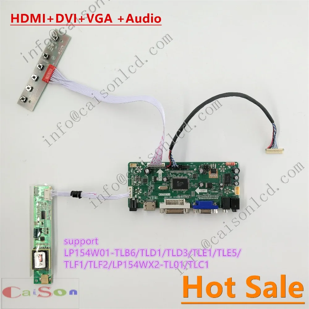 

LCD controller board full kits suitable for LP154W01-TLB6/TLD1/TLD3/TLE1/TLE5/TLF1/TLF2/LP154WX2-TL01support DVI/VGA/AUDIO