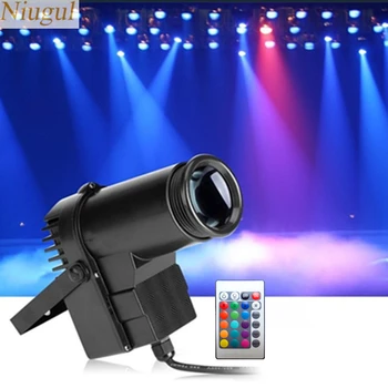 10W LED Spot Light RGB Beam Stage Light Spotlight Track Lighting For Disco Mirror Ball Wireless Remote Control LED Pinspot Light