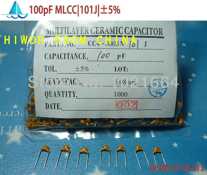 

(1000pcs/lot)(Capacitors|MLCC) 100pF 101J 50V Leaded Multilayer Monolithic Ceramic Capacitor, pitch:5.08MM, TOL:5%