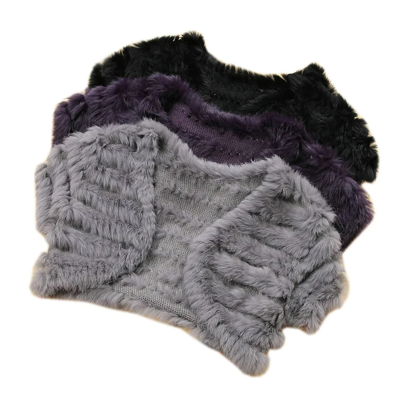Na gorąco sprzedaży 2017 małe ślubne szal kobiety knitting rabbit futrzany szal cape wrap szalik kamizelka panna młoda kobieta kamizelka darmowa wysyłka