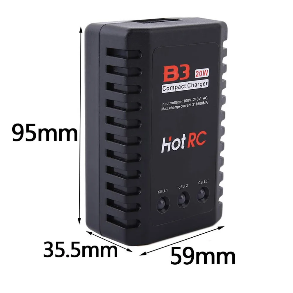 HotRc B3 20W 2S-3S Lipo Battery 1.6A Fast Charging Overcharge Protection For RC Car Drone Airplane Boat Toys EU&US Plug Imax B3