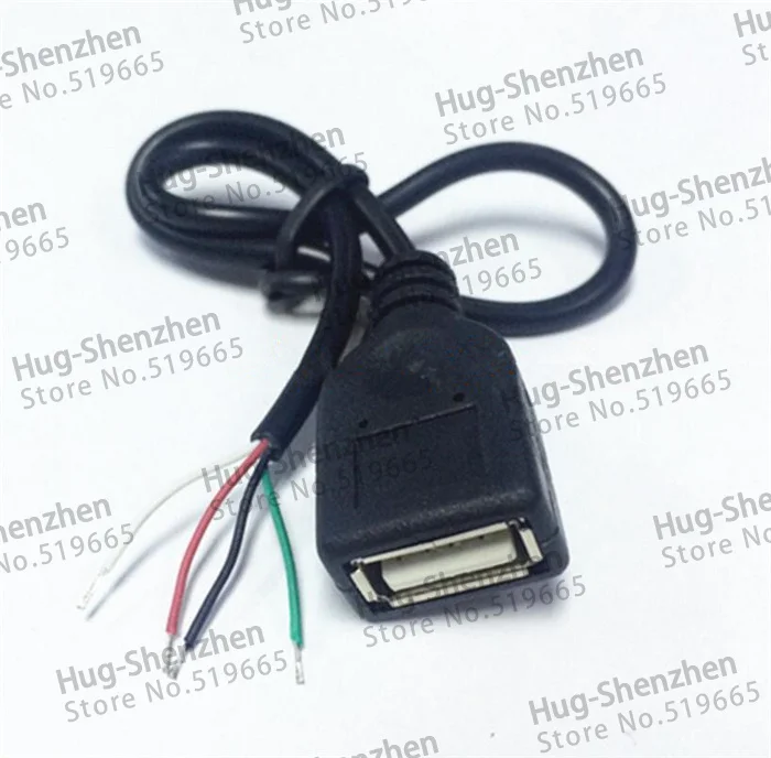High quality USB female socket data adapter plug jcak Cable ,4Pin Cable ,Soldering ,DIY ,30CM  100pcs/lot