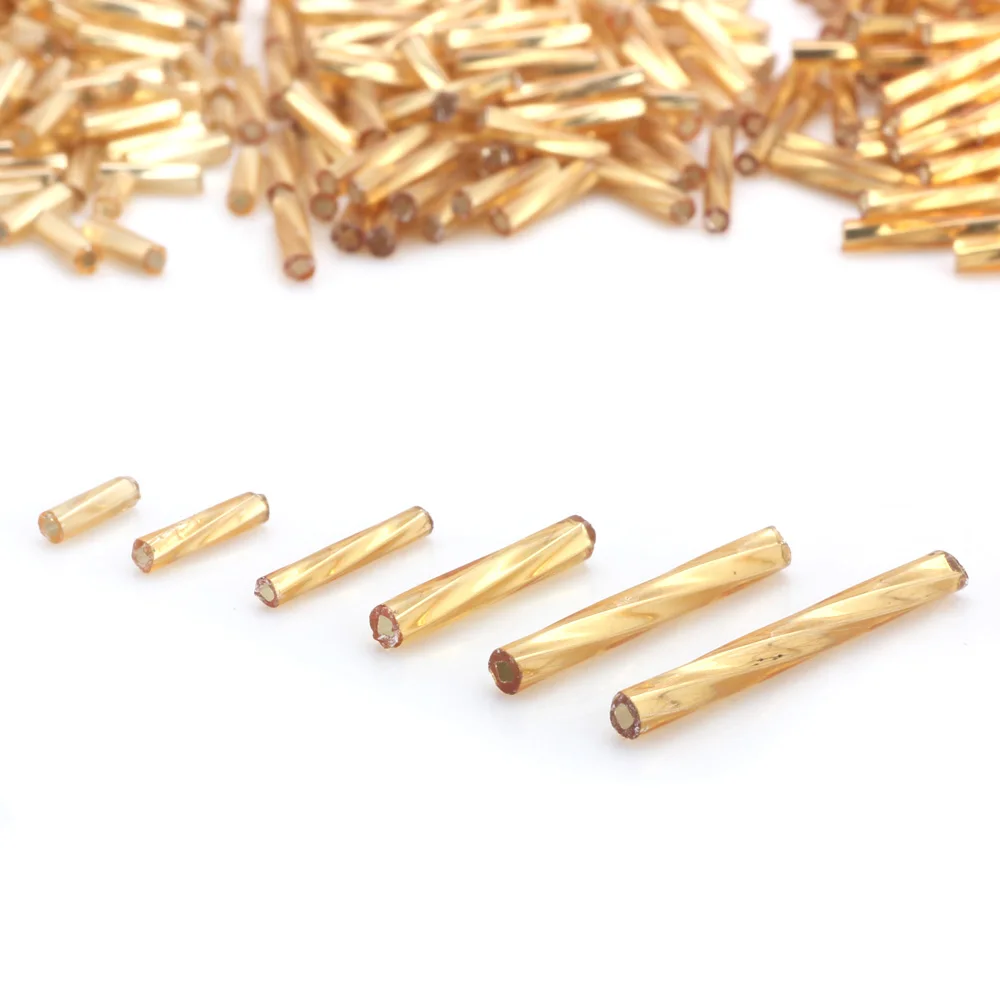 OlingArt 6mm/9MM/11MM/15MM/20MM/25MM Gold Color 65g/lot Twist tube Glass Seed Beads DIY Accessory necklace/tassel jewelry making